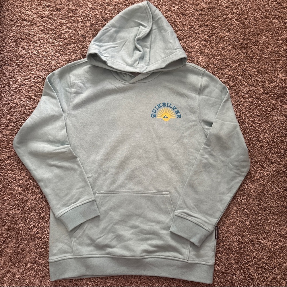Quiksilver Light Blue (Aquifer) Hoodie with Yellow Sun Logo